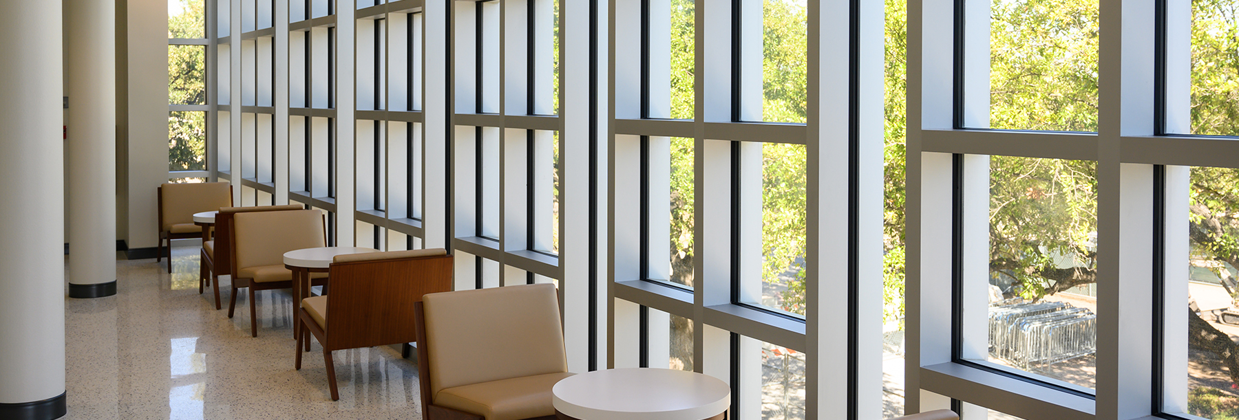 Section Image: Hays hallway with tables and chairs. 