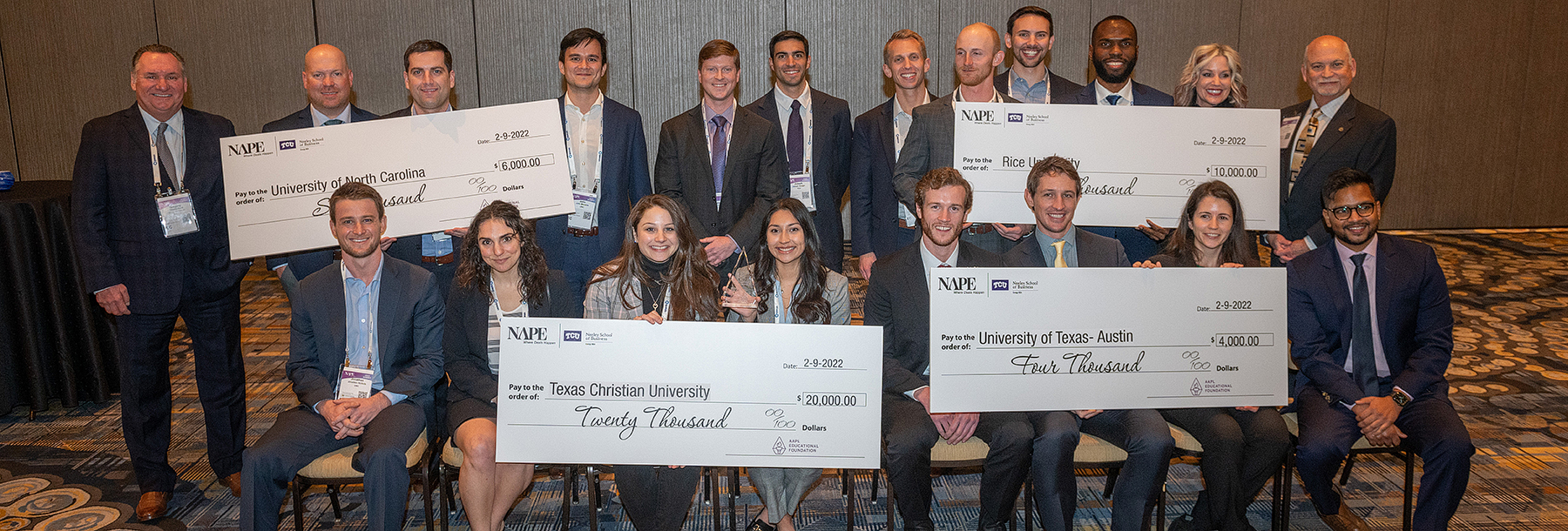 Section Image: All finalists in the NAPE competition with checks 